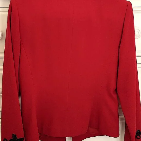 Albert Nipon Evening Red Embellished Jacket – Size 6 - FREE SHIPPING! - Picture 3 of 7